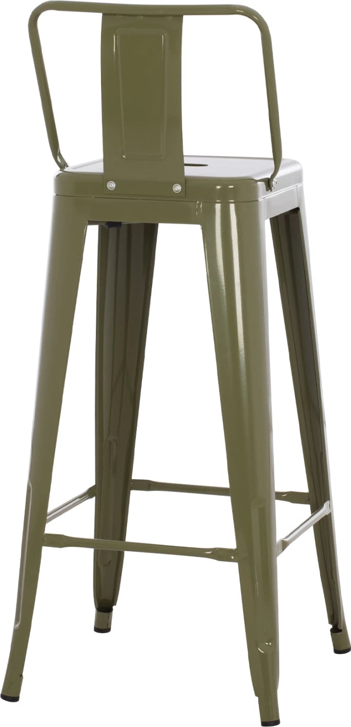 Karrige për bar me mbështetëse, MELITA-PRO, metal, ngjyrë ulliri e errët, 42x42x100H cm