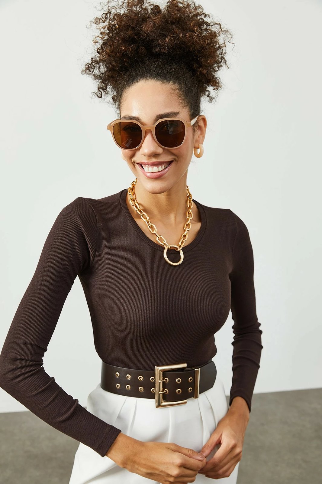 Bluzë për gra, Jumeon, X2363, ngjyrë kafe