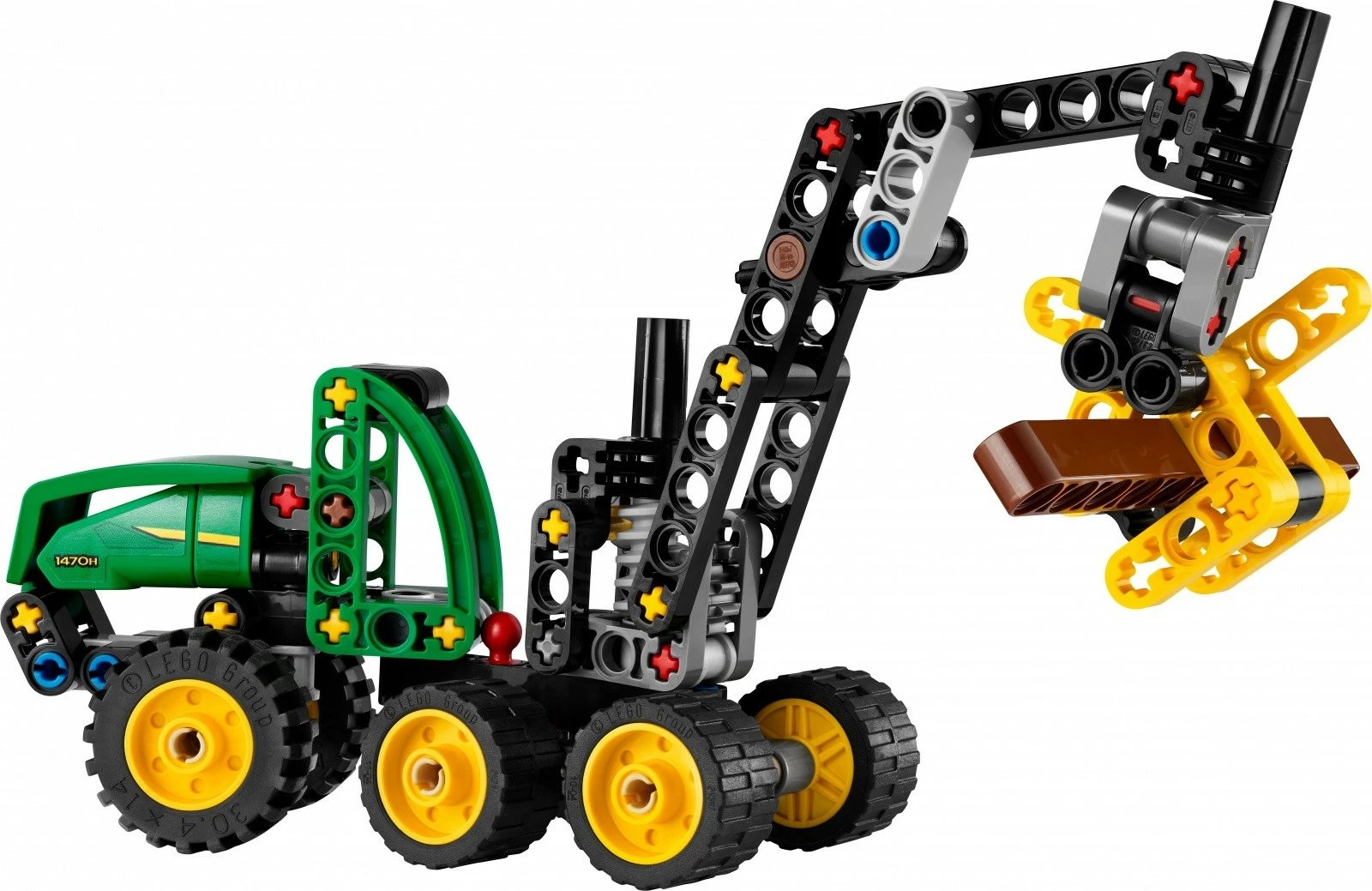 Set LEGO Technic 42218 John Deere 1470H Wheeled Harvester 117 pjesë 7+, jeshile e zezë e verdhë