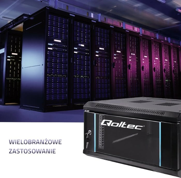 Kasë RACK Qoltec 19-inch, 6U, 600x370x600mm, e zezë, për montim në mur