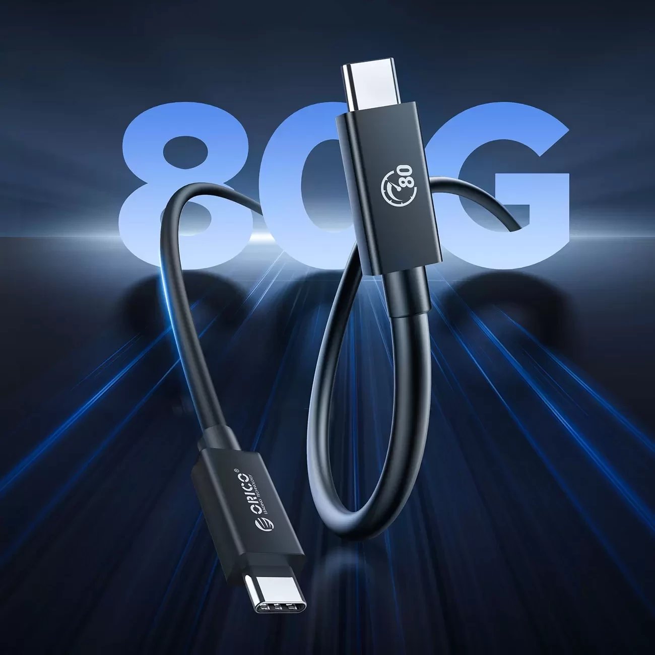 Kabllo USB‑C në USB‑C, Orico, TBZ5-15-BK, Thunderbolt 5/USB4 80 Gbps, PD 240 W, DP 2.1 8K, 1.5 m, e zezë
