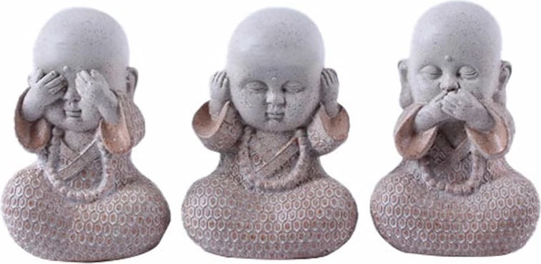 Set dekorativ Buda 3 copë, terrakotë-gri, 10x8x13cm