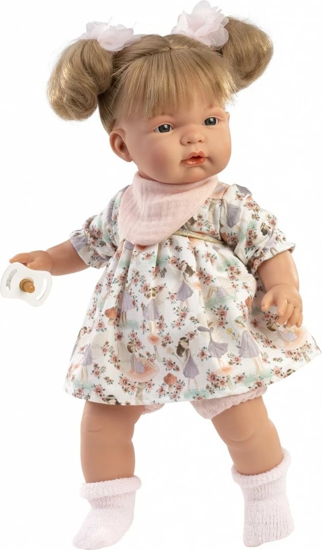 Kukull, Llorens, Joelle 38368, 38 cm, me funksion qarje, me bateri LR44, set 5 pjesë me smoc