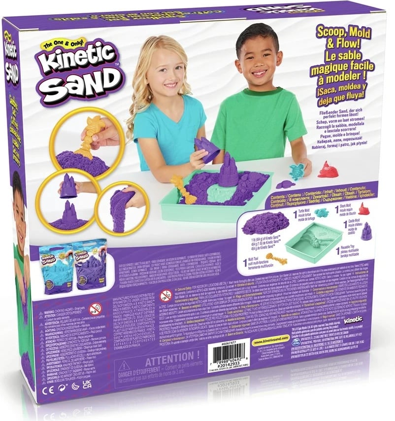 Set rërë kinetike SPIN MASTER, 1lb, me vegla dhe forma, për fëmijë, vjollcë