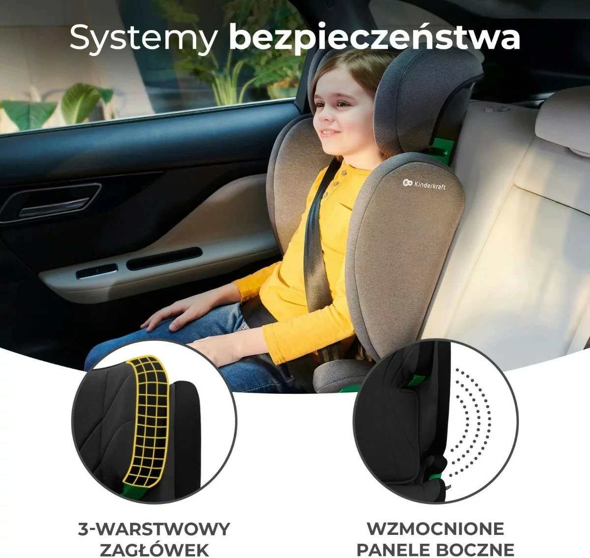 Ulese makine Kinderkraft JUNIOR FIX 2 i-Size, 100-150 cm, e zezë