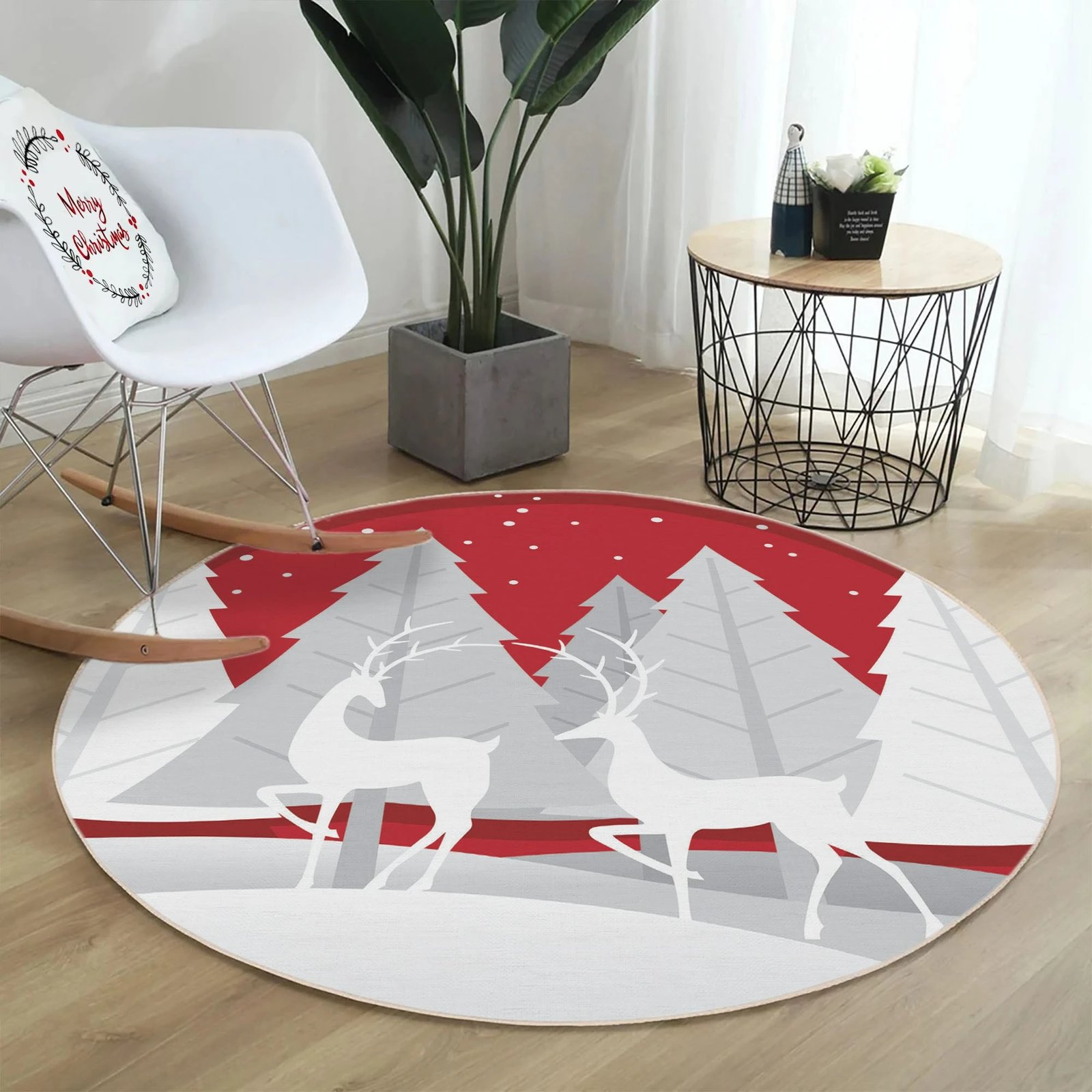 Qilim i rrumbullakët, i kuq dhe i bardhë, Conceptum Hypnose, Woopamuk448, 80cm