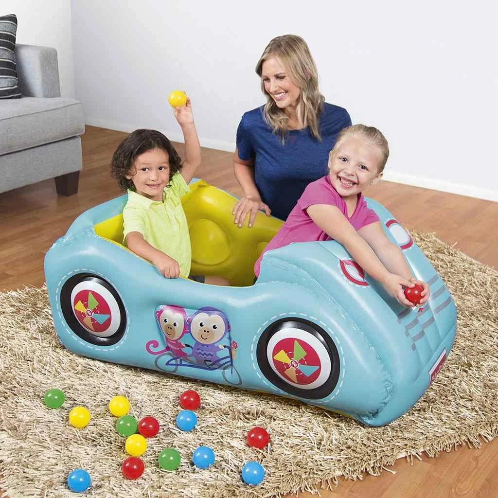 Veturë e fryrë për fëmijë, Fisher-Price, 119x79x51 cm, shumëngjyrëshe, set me 25 topa