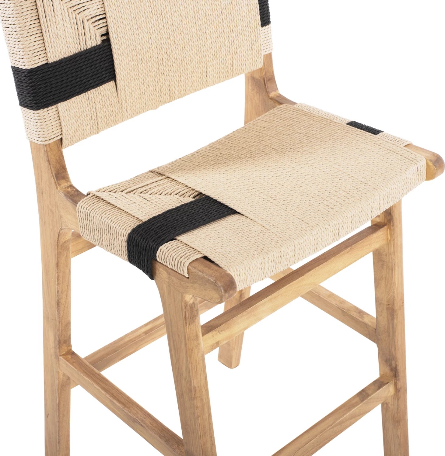 Karrige për bar mesatare FH9325.01 dru gome & litar - ngjyrë natyrale rustike 45x46x95H cm