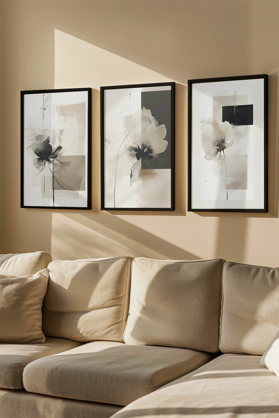 Pikturë dekorative me kornizë (3 copë), Wallity, Artvmodel40-Sıyah