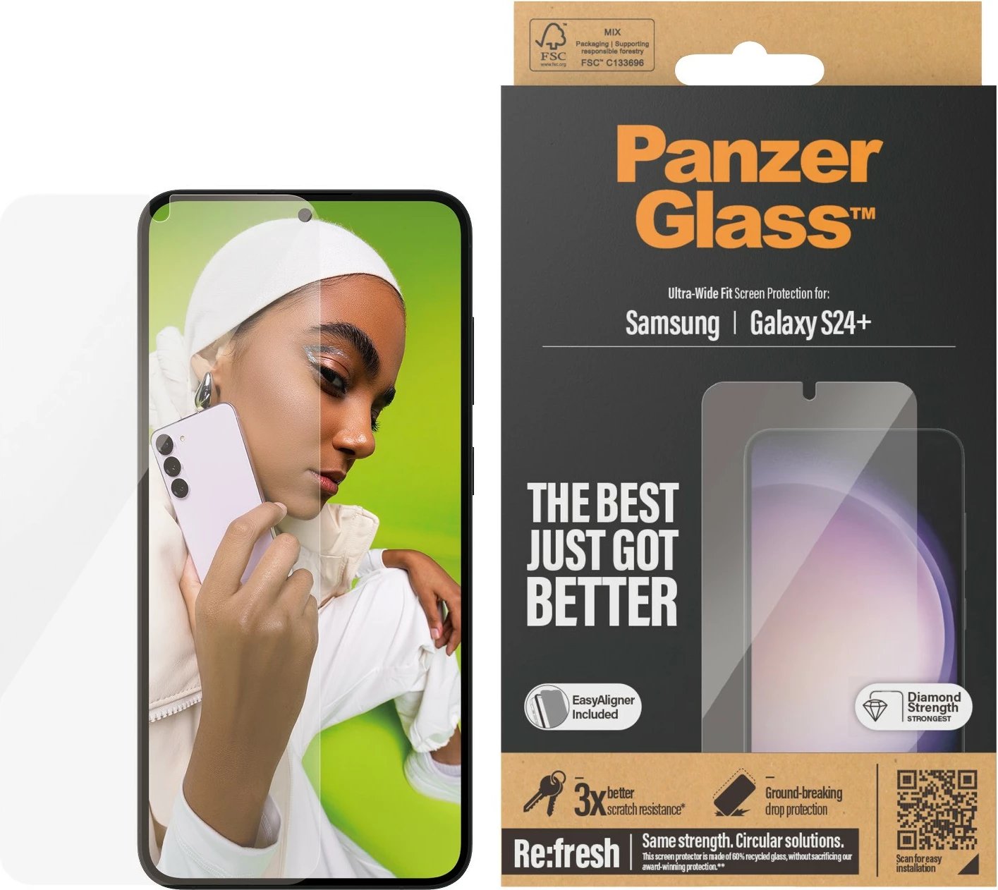 Mbrojtës ekrani PanzerGlass për Samsung Galaxy S24 Plus, transparent