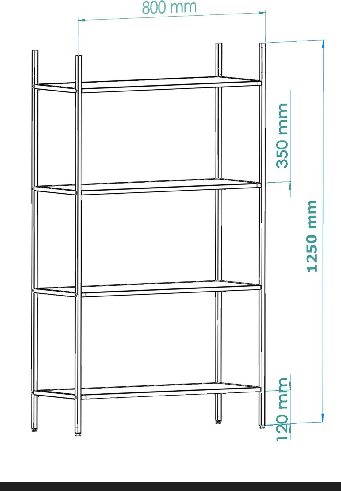 Raft librash Hanah Home Marta, ngjyrë e zezë, xham