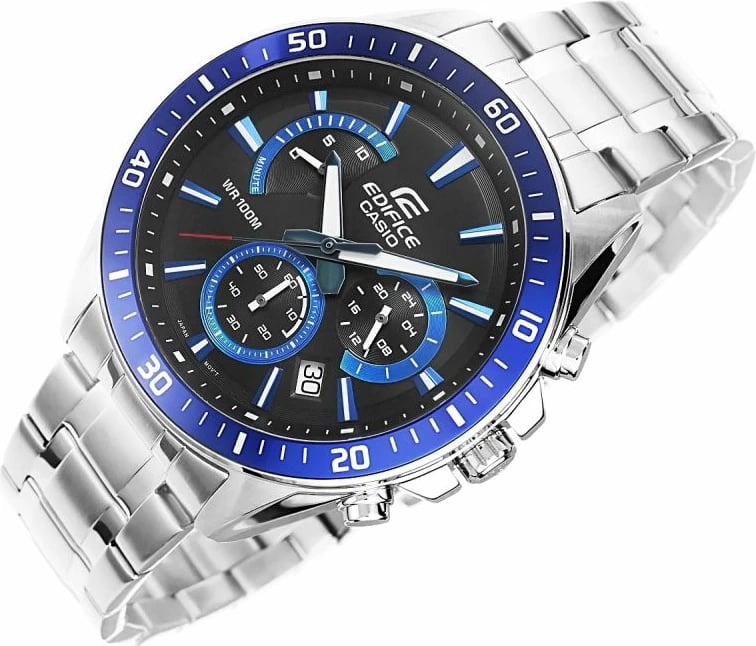 Orë dore për meshkuj Casio Edifice, argjendtë-blu