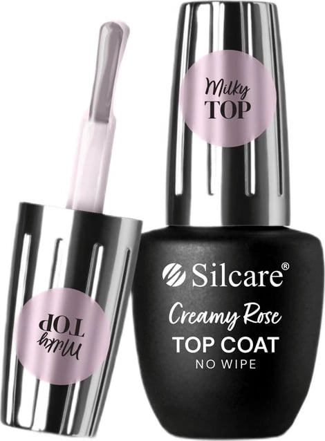 Top coat për thonj Silcare Creamy Rose No Wipe për femra, 9ml