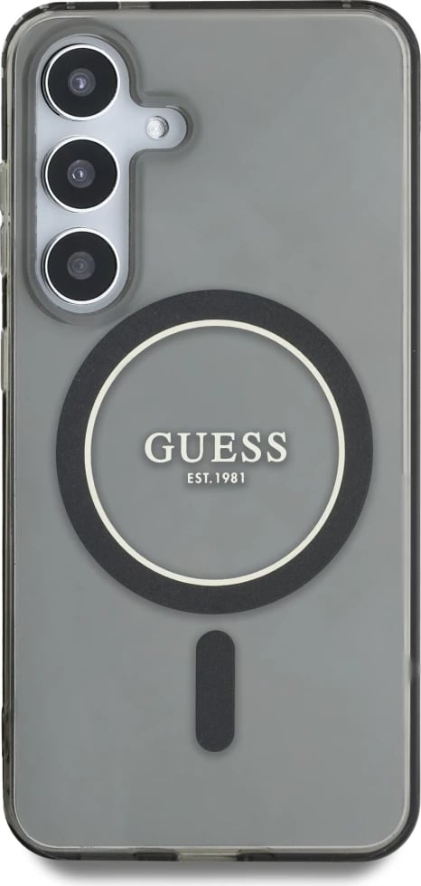 Mbështjellës Guess Glitter Circle Classic Logo MagSafe për Samsung Galaxy S25, zi Mbështjellës Guess Glitter Circle Classic Logo MagSafe për Samsung Galaxy S25, zi