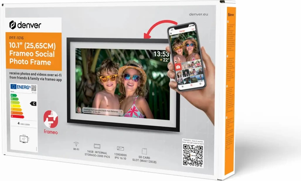 Kornizë digjitale Denver Frameo PFF-1016, 10.1", 16 GB, Ekran me prekje, e zezë