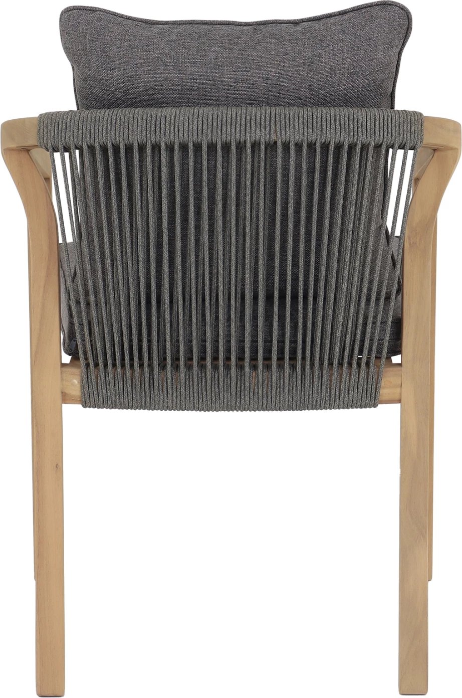 Karrige për drekë jashtë CONTREL FH6244.02, dru akacie natyrale, litar & jastëkë gri, 61x58x75cm, set prej 2 copë