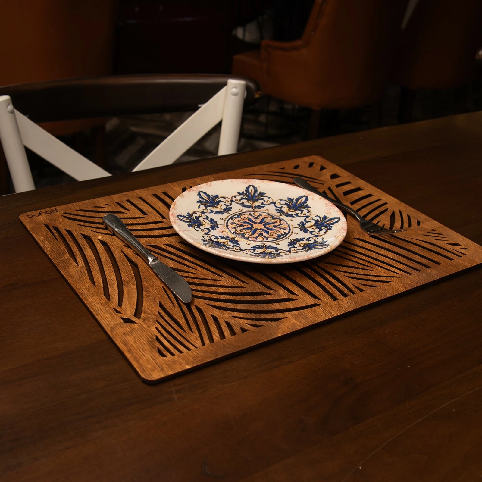 Set nënshtruesish tavoline prej druri, 6 copë, ngjyrë arre, Hermia