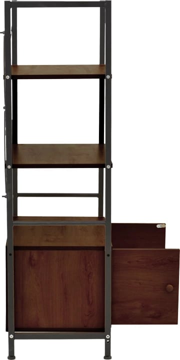 Raft dyshemeje me dollap Kuili, metal i zi, MDF ngjyrë arre, 60x36x121cm