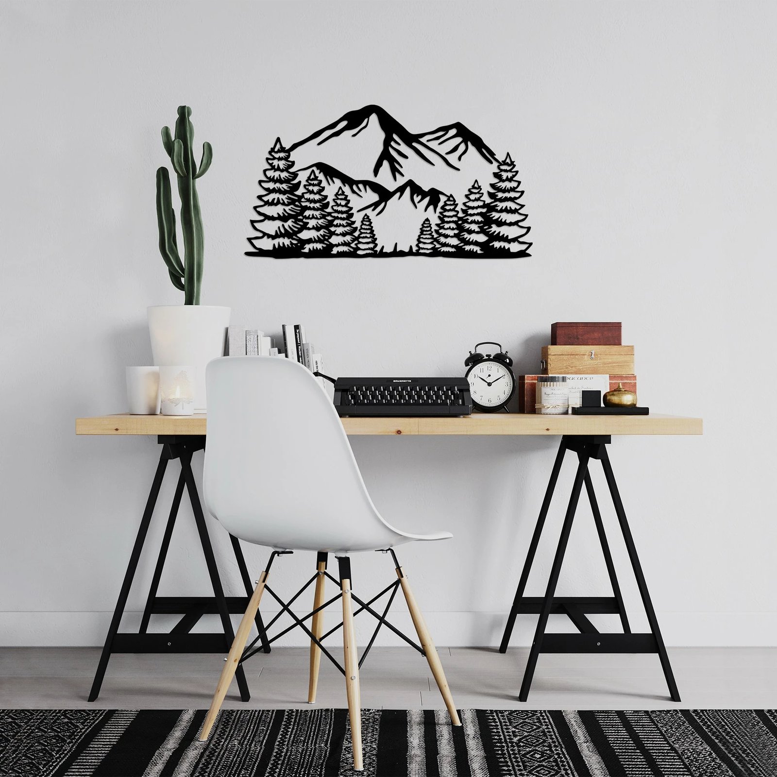 Aksesor dekorativ metalik për mur, Wallity, Ergan, ngjyrë e zezë, 37x70cm