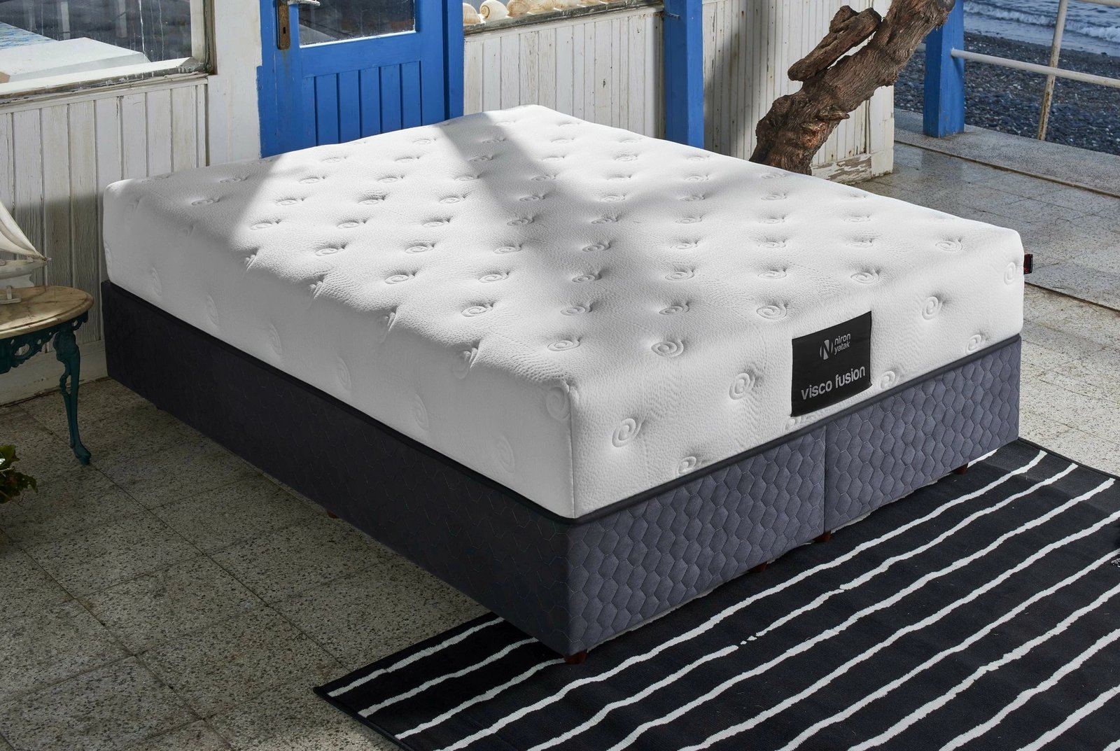 Dyshek dopio Visco Fusion, Skye Decor, 180x200 cm, memory foam, susta xhepi, i butë luksoz