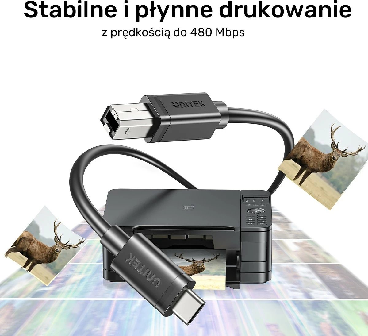 Kabëll Unitek USB-C në USB-B 2.0, 1m, i zi