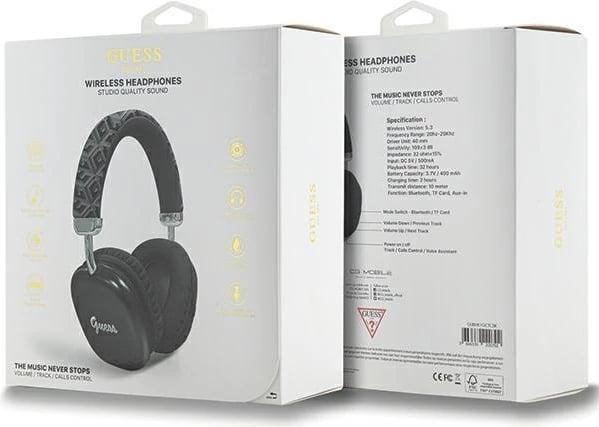 Kufje Bluetooth Guess GCube Metallic Script Logo, on-ear, të zeza Kufje Bluetooth Guess GCube Metallic Script Logo, on-ear, të zeza