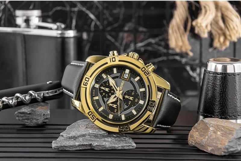 Orë dore për meshkuj Skmei, e zezë