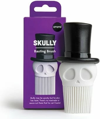 Furçë kuzhine silikoni OTOTO Skull Brush, dizajn kafkë, e bardhë me kapelë të zezë Furçë kuzhine silikoni OTOTO Skull Brush, dizajn kafkë, e bardhë me kapelë të zezë