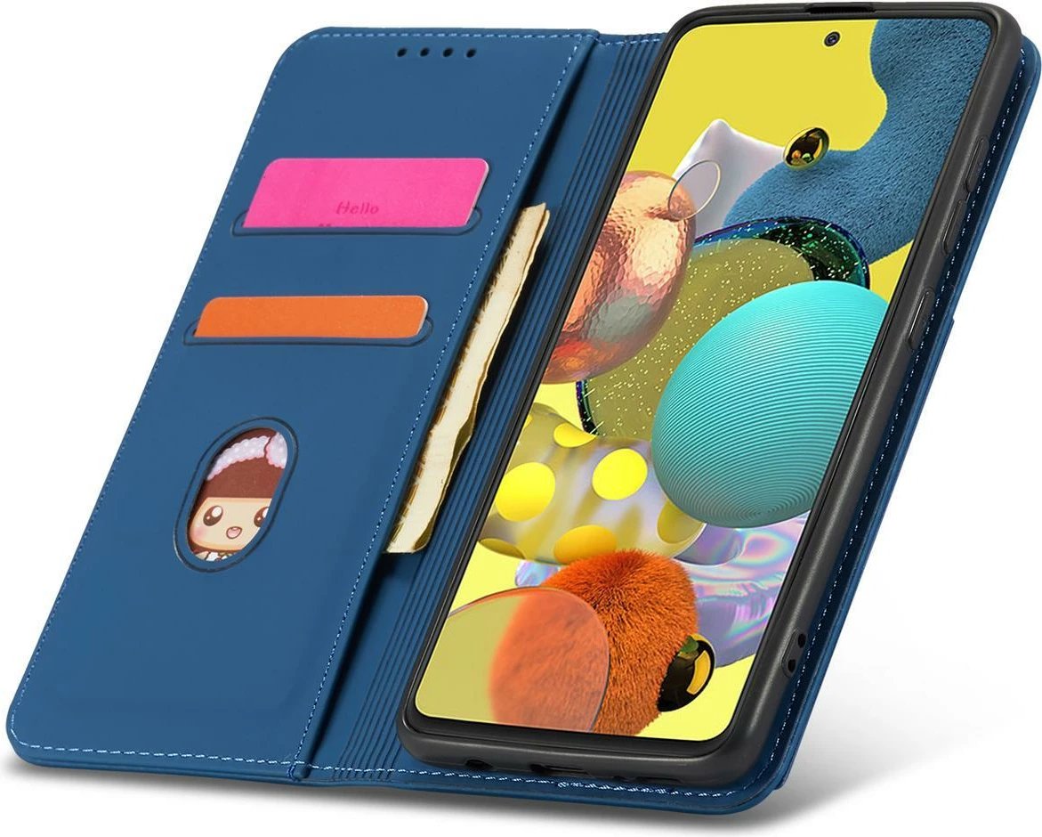 Mbështjellës Hurtel Magnet Card Case për Samsung Galaxy A13 5G, me kapak, portofol dhe mbajtëse, Kaltër