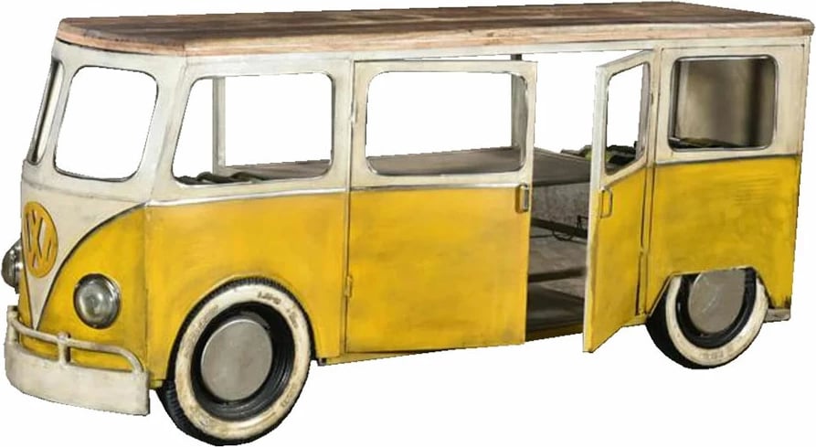 Konsolë bar Peace Van, e verdhë-bardhë, 221x62x97