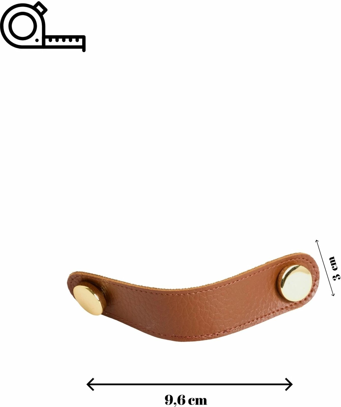 Dorezë dekorative prej lëkure dhe metali, ngjyrë kafe, 9.6cm Dorezë dekorative prej lëkure dhe metali, ngjyrë kafe, 9.6cm