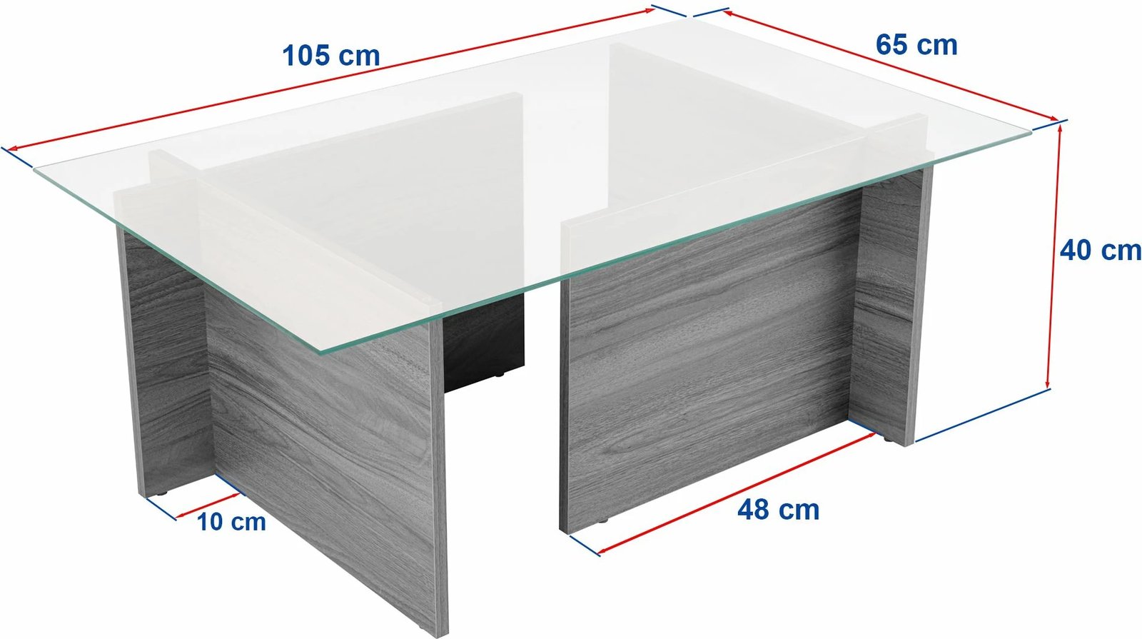 Tavolinë kafeje Nordure, xham dhe dru, ngjyrë e bardhë