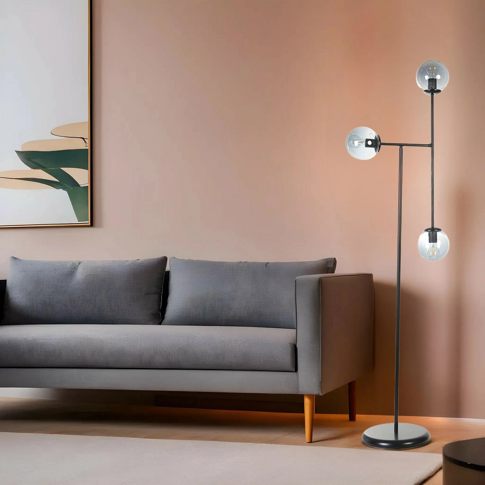 Llambë dyshemeje Opviq, ngjyrë e zezë dhe fume, 168cm, 8821-4