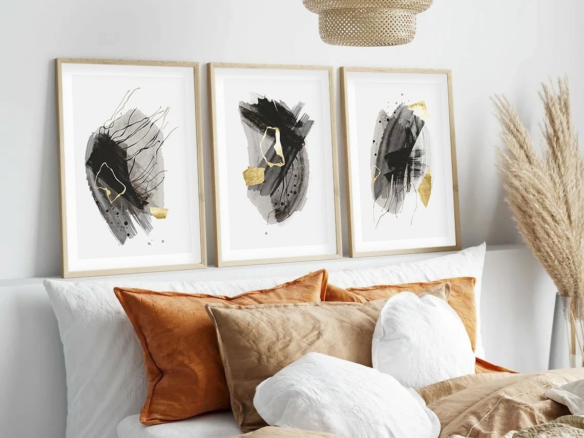 Pikturë dekorative me kornizë, MDF, 3 copë, Wallity, Huhu208, 50x70 cm