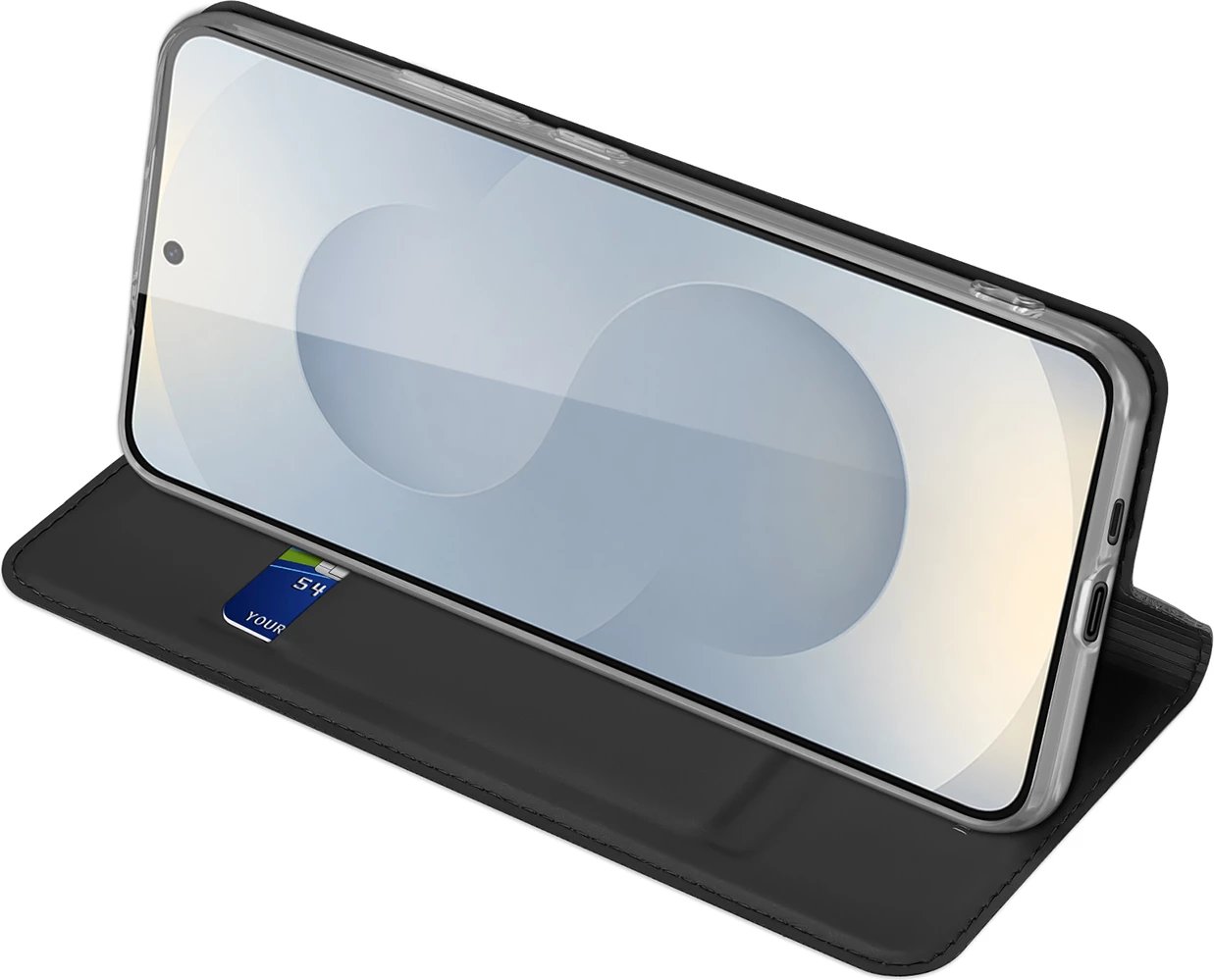 Mbështjellës Dux Ducis Skin Pro për Samsung Galaxy S25 Edge, me kapak dhe xhep për kartë, i zi
