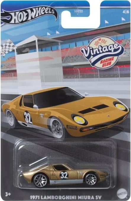 Set vetura lodër Hot Wheels Vintage Racing Club, 1:64, 10 copë, shumëngjyrëshe