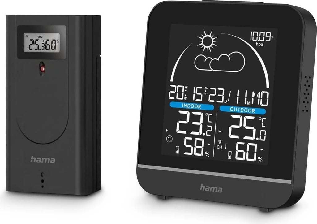 Stacion moti Hama La Gomera 222218, me sensor të jashtëm, i zi