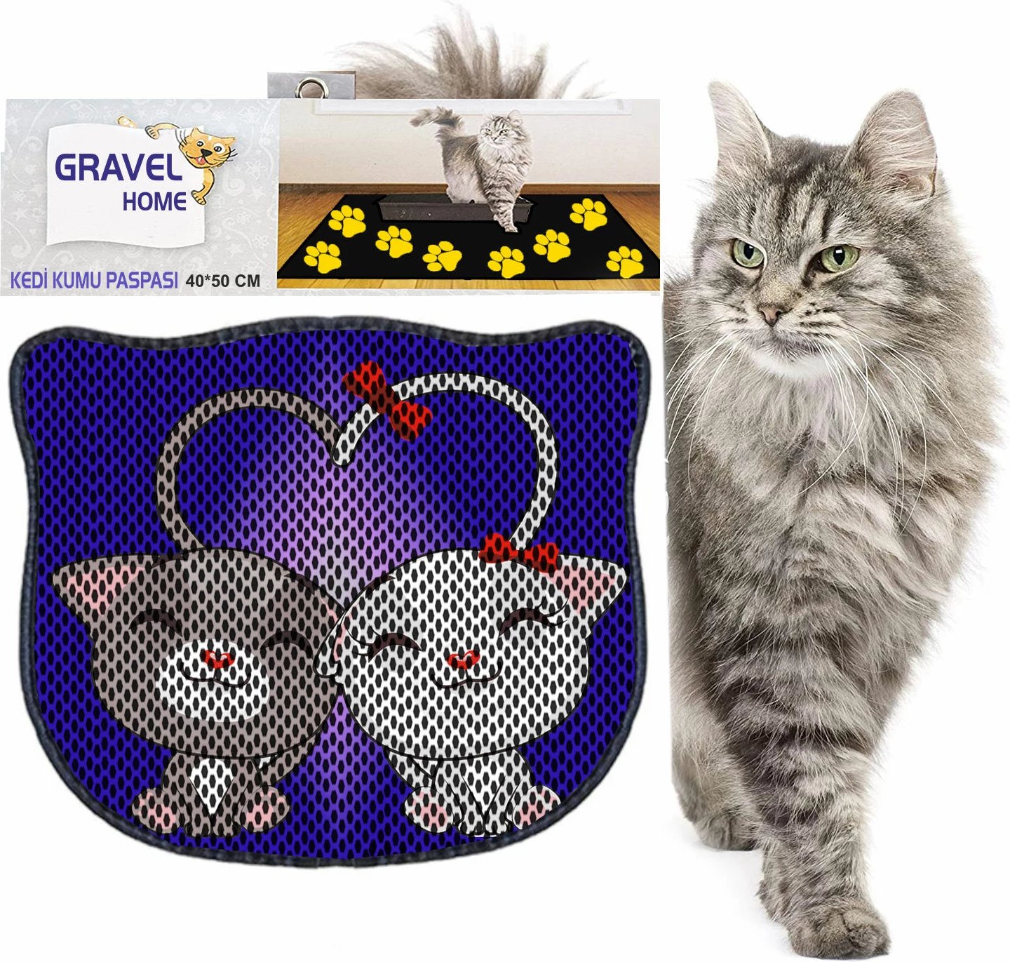 Tapet për rërë mace, shumëngjyrësh, Paws & Whiskers, Kdkafa0086, 40x50cm