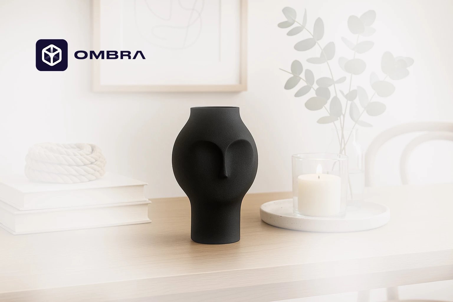 Vazo Dekorative dhe Kreative (Modern Face Vase), e zezë