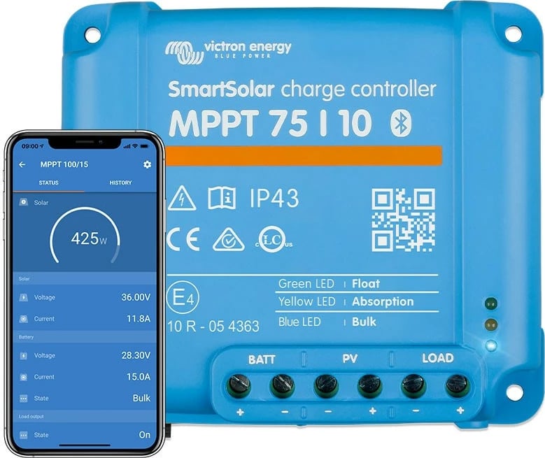 Rregullator karikimi diellor Victron Energy SmartSolar MPPT 75/10, kaltër