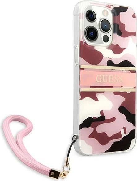 Mbështjellës Guess GUHCP13XKCABPI për iPhone 13 Pro Max 6.7", Camo Strap, Rozë