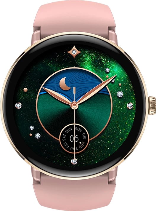 Smartwatch Zeblaze Lily 2, AMOLED 1.2", IP68, për femra, Rozë, set me dy rripa