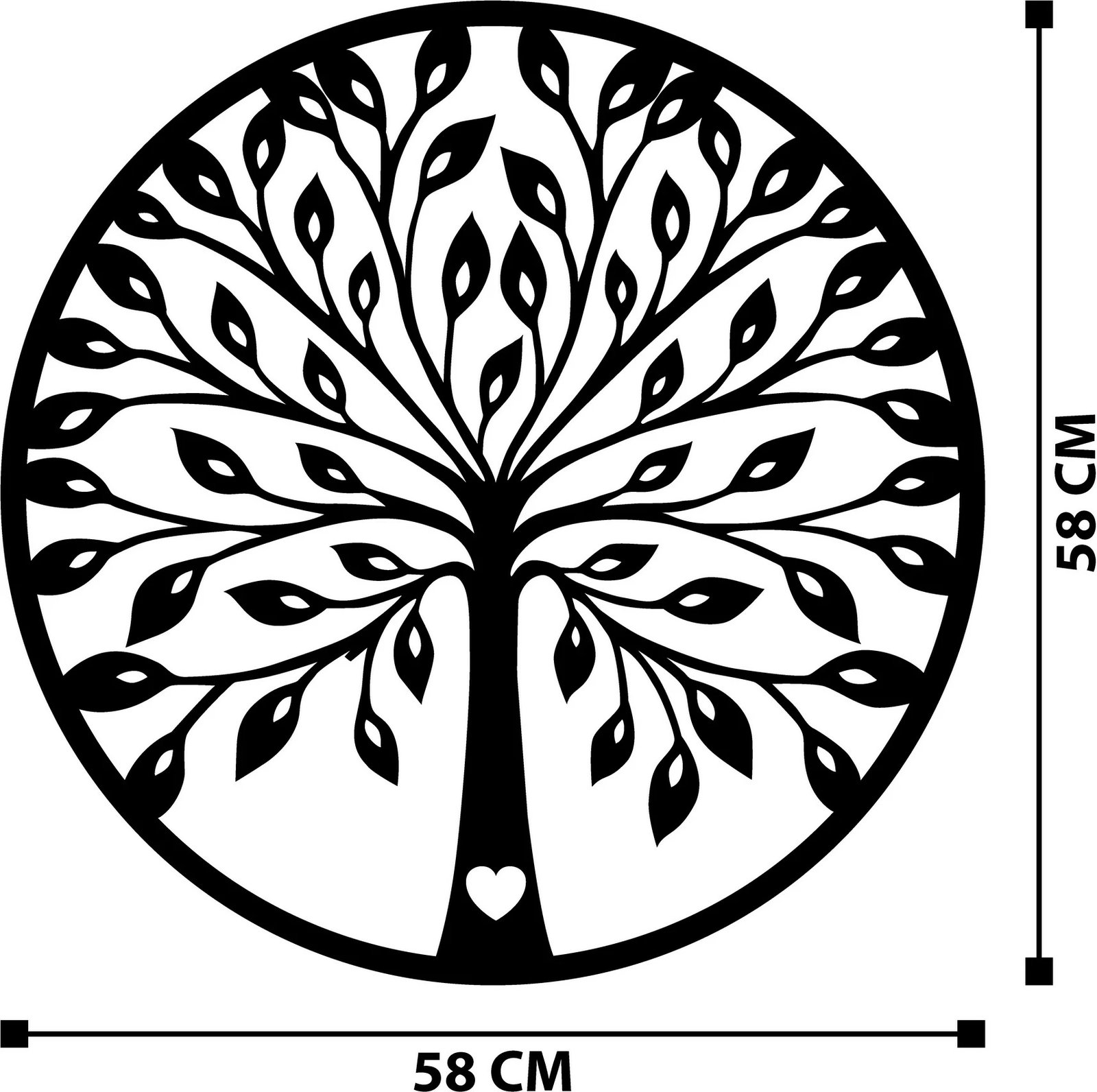 Aksesor dekorativ metalik për mur Wallity, Sadi, ngjyrë e zezë, 58x58cm