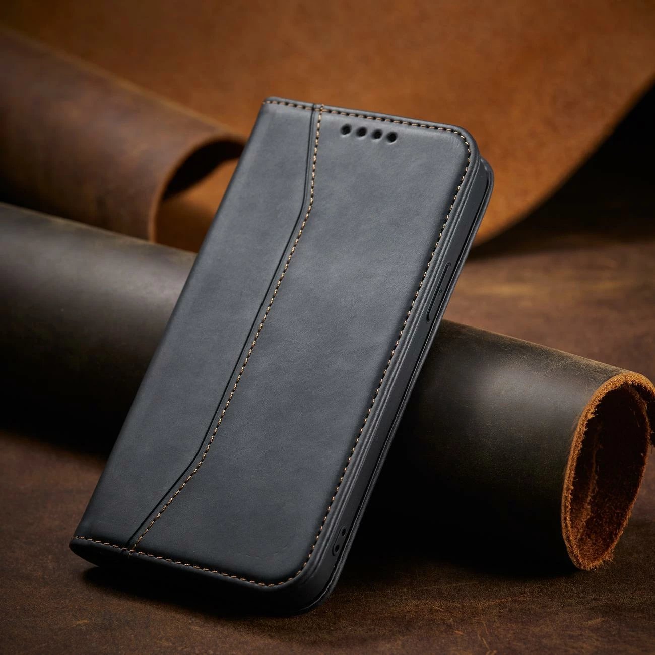 Mbështjellës Hurtel Magnet Fancy Case për iPhone 14 Pro, me kapak, xhepa për kartela dhe qëndrim, e zezë