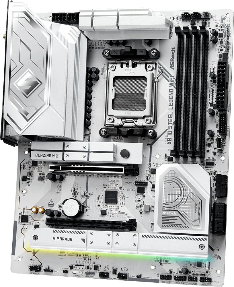Pllakë amë ASRock X870 STEEL LEGEND WIFI, Socket AM5, ATX, 4x DDR5, Wi-Fi 7, e bardhë
