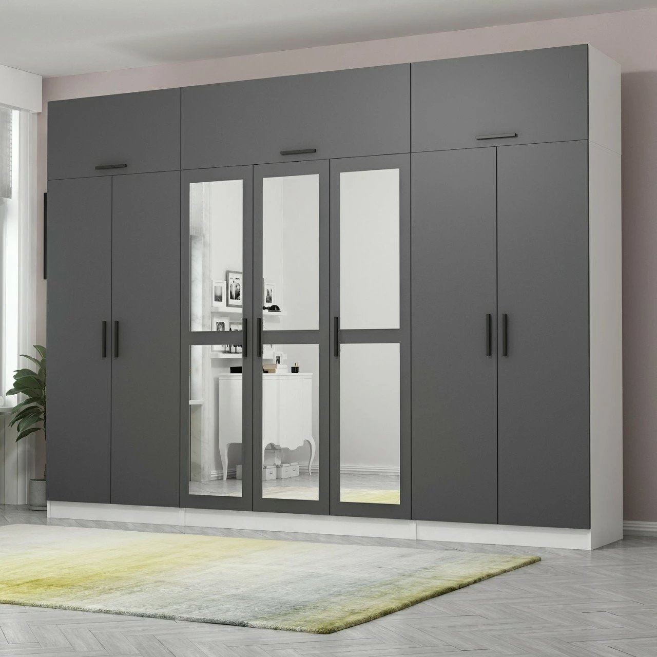 Dollap rrobash Skye Decor, anthracite dhe i bardhë, 5254