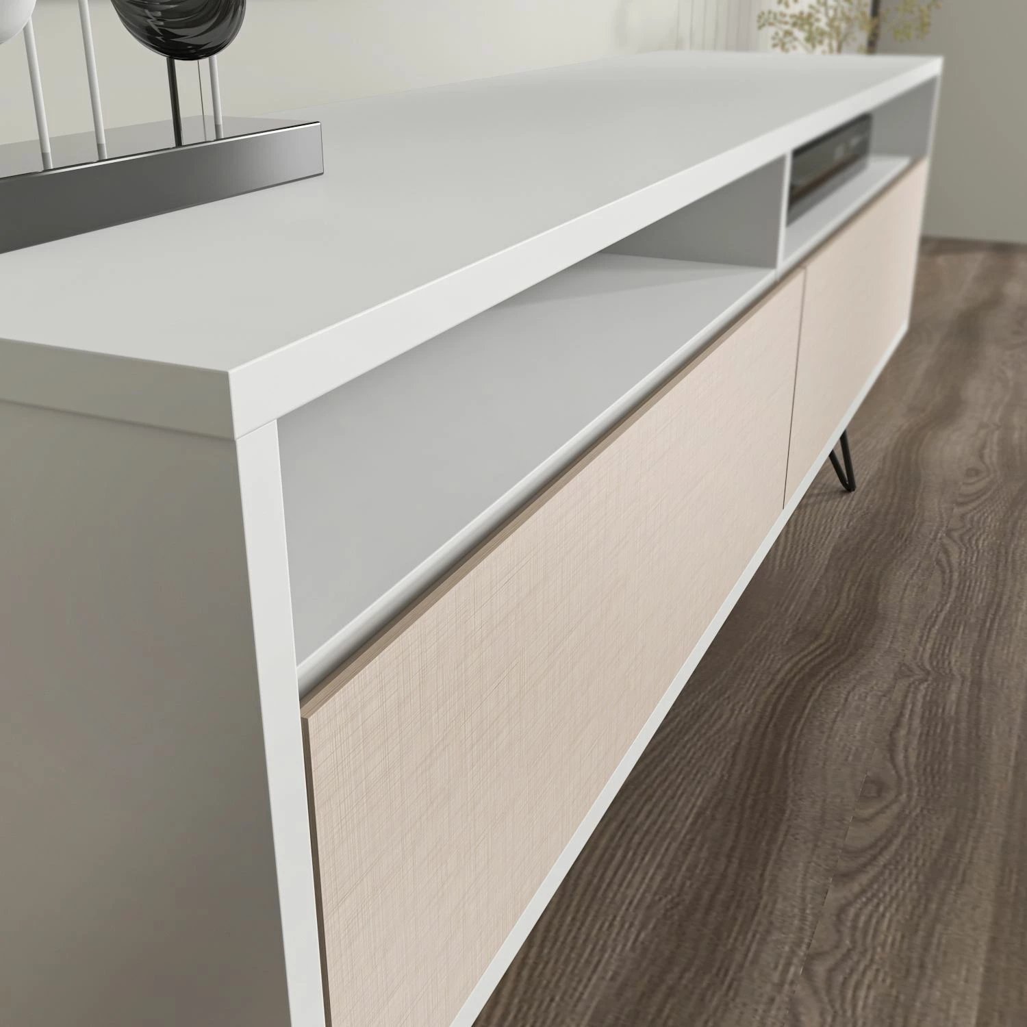 Komodë TV Skye Decor, e bardhë, bezhë