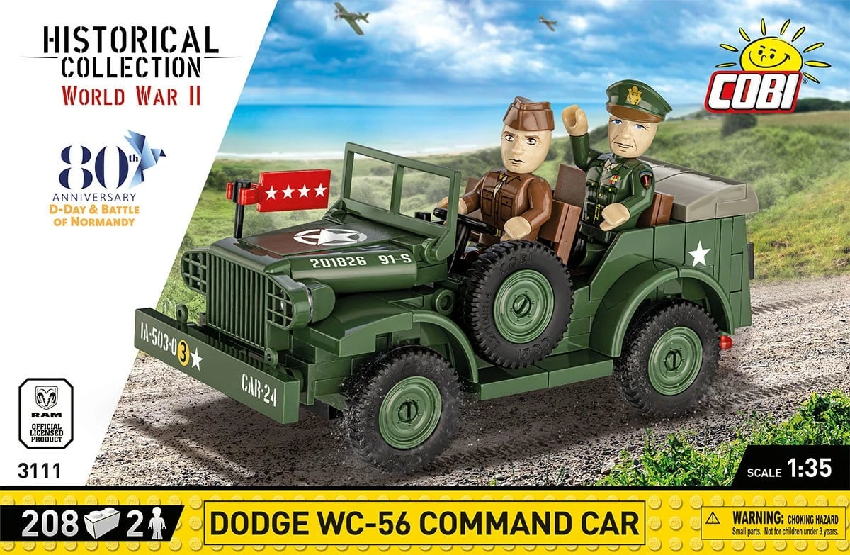 Set blloqesh Cobi Klocki Dodge WC-56 Command Car, 208 pjesë, me 2 figurina, Jeshile