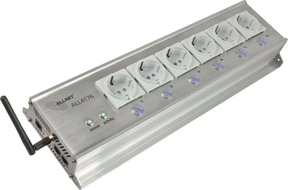 Shteker i mençur ALLNET ALL4176, 6 porta, për automatizim IP, ngjyrë argjendi