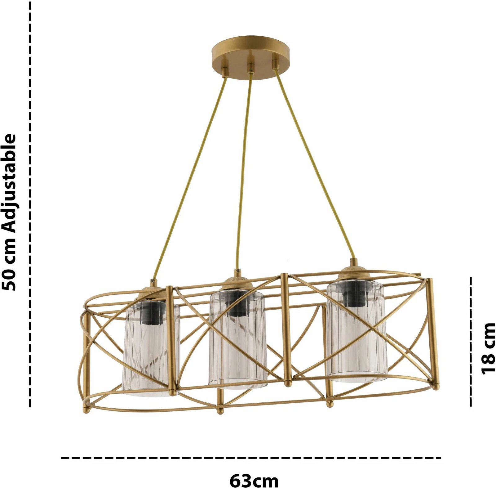 Llambë tavani Opviq, Dratrio, xham, ngjyrë ari dhe gri